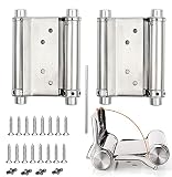 Bisagra para puerta de péndulo de acero inoxidable de doble acción, bisagra de resorte para salón, cafetería, bar, mostrador, puertas oscilantes, 3 pulgadas, 2 unidades