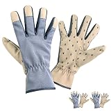 SIEPAKE 2 pares Guantes Jardinería de cuero para Mujeres/ Hombres, Guantes De Trabajo de jardín antideslizantes, perfectos para el jardín las tareas del hogar, gran idea de regalo