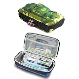 Eighteen-U Super Capacidad Estuche Estuche Eva a prueba de golpes Antiruido Ejército Verde Tanque Forma Cool Estudiante Bolsa Soporte Caja Organizador