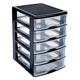 PLASTIC FORTE, Cajonera sobremesa, Negro, 5 Cajones
