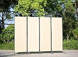 Angel Living Biombo Separador de 4 Paneles con el Techo y la Base de la Forma Curva, Decoración Elegante, Separador de Ambientes Plegable, Divisor de Habitaciones, 225X185 cm (Beige)
