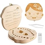 Caja para guardar dientes para niños y niñas, Regalo para niños en madera de souvenir, Acumulación de dientes (Niña)