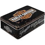 Nostalgic-Art Caja ​Plana de Metal Retro Harley-Davidson – – Idea de Regalo para Aficionados as Motos, Lata con Tapa, Diseño Vintage, 23x16x7 cm