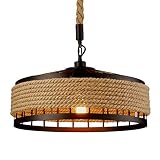 COCOL Lámpara Colgante de luz de Techo, lámpara de Techo de cáñamo Industrial Retro Lámpara Colgante de lámpara de Cuerda de Metal Lámpara de salón Comedor Bar Balcón/No Incluido Bombillas
