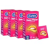 Durex Dame Placer Condones Estriados 48 Preservativos Con Estrias, 12 Unidad - Pack de 4