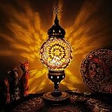 NWUTNQVQ Lámpara Turca, Lamparas Marroqui, Lampara Mosaico, Lampara Vintage Mesita con Bulbo Llevado, Base de Bronce, Estilo Bohemio, Hecho A Mano, Lamparas Noche Dormitorio-G