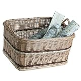 e-wicker24 Completa idener Chimenea – Cesta de Mimbre, Chimenea, naturfarbiger Sauce Cesta para leña, Cesta para leña con Asas, Juguete Buzón, Juguete Buzón, wӓschekorb