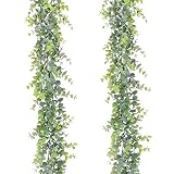 YQing 2 Piezas Eucalipto Artificial Guirnalda, Hojas de eucalipto Eucalyptus Guirnaldas Seda Hojas Vines Artificiales Planta Decoracion Boda Fondo Pared Decoración