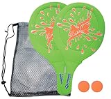 Schildkröt Funsports Juego de Tenis de Playa de Neopreno, 2 Raquetas, 2 Pelotas, en un Bolsillo de Malla, Verde, 970219