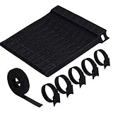 VoJoPi Bridas Reutilizables, 100 Piezas Sujeta Cables, Ajustable Ataduras Cables con Nylon Gancho y Lazo, Organizador Cables Corbatas Correa para Hogar y Oficina, Negro