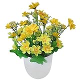 XAODUNH Artificial botánico crisantemo Bonsai Brillante Color Real del crisantemo Falsos Plantas en Maceta Plantas Decoración del hogar Plantas Artificiales Mini Flores Artificiales
