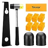 TOLESA Kit de instalación de pisos de madera laminada con 30 espaciadores, barra de tracción resistente, bloque de goma resistente, mazo de doble cara, rodilleras de espuma