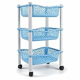 Carrito cocina con ruedas auxiliar carrito frutas y verduras organizador frutero carro verdulero modernos Plastico de uso Rudo - Azul