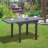 Outsunny Mesa de Jardín Mesa Extendida de Aluminio Mesa de Comedor Rectangular Tabla Vidrio Templado Carga 50kg para Terraza Patio Exterior Ofrecer Espacio Extra