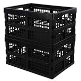 Neadas Caja Cajas Cesta Cesto Plastico Plegable de Almacenamiento, Color Negro, 2 Unidades
