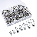 Abrazadera de Manguera, Abrazaderas Ajustable de Acero Inoxidable, 8-38 mm Abrazadera de Clips de Manguera, Abrazadera para Tubo, Lavadora, Piscina, Jardín, Fijación Tubería - 71 Pcs