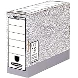 Fellowes Bankers Box 10805 - Caja de archivo definitivo automático, A4, lomo 100 mm, gris jaspeado (10 unidades)