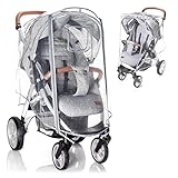 Zamboo Plastico Lluvia Silla Paseo Universal - Burbuja Lluvia/Protector Lluvia Carro bebe con ventana de contacto, cremallera frontal para abrir, transparente, sin contaminantes