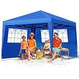 Carpa Plegable 3x3 Impermeable, Cenador Plegable , 3 Regulables en Altura, 2 Paredes Laterales con Ventanas, Protector Solar UV50 +, Utilizado para Jardín, Playa, Fiesta, etc