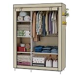 UDEAR Armario Closet Organizador Plegable para Ropa Ropero Resistente al Polvo Guardarropa Beige 105 x 45 x 170 CM