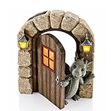 KKPLZZ Dinosaurio Puerta Abierta/Escalar la Estatua de la Ventana, Resina de Dinosaurio Estatua de jardín Arte de la Pared Escultura de Pared Adornos para la decoración del hogar al Aire Libre