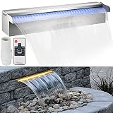 VEVOR Cascada de Agua de Acero Inoxidable 45 x 11.4 x 7.8 CM Fuente de Cascada Cascada Agua Acero Inoxidable con LED Fuente Rectangular con Leds Fuente Rectangular con Leds para Piscina