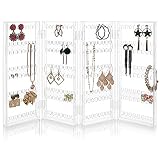 Belle Vous Exhibidor Pendientes Plegable de Acrílico - Almacenar 128 Pares de Pendientes - 5 Niveles y 4 Paneles de Almacenamiento para Pendientes, Brazaletes y Collares - Joyero Metacrilato
