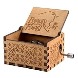 Caja de música temática de madera manivela belleza y la bestia, mecanismo de 18 notas Caja musical tallada antigüedad mejor regalo para niños, amigos