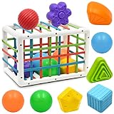Juguetes de Habilidades Motoras para Bebé 6 9 12 15 Meses, Juegos Montessori Educativos Aprendiendo Caja de Clasificación Sensorial con 6 Piezas Textura Ball y 6 Bolas Blandas Juguetes niños 1 año