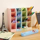 Organizador de escritorio para lápices, cajitas de almacenamiento para oficinas, profesores, colegios, rotuladores, bolígrafos de gel, pinceles, 16 compartimentos en 4 colores
