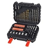 BLACK+DECKER A7188 Set de 50 Piezas con Brocas y Puntas para Atornillar y Taladrar Brocas de Titanio