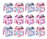 KINPARTY  - CAJITAS de UNICORNIO (Pack de 12) para regalos, para cumpleaños, para fiestas de Unicornio, para golosinas, para niñas y niños