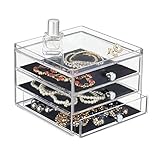 mDesign organizador de gafas con 3 cajones - Caja metacrilato en color transparente - También perfecta como joyero u organizador de maquillaje