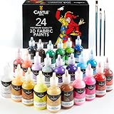 Castle Art Supplies Caja Pinturas Tela 3D | 24 Colores Intensos en Botes 29 ml | Artistas, Artesanos y Aficionados | Ropa, Tejidos, Lienzo, Vidrio, Madera, Calzado | Resistente Caja de Presentación
