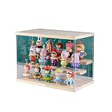 Vitrina de acrílico para figuras de acción con 3 pasos,vitrina de muñecas con puerta para figuras coleccionables,Funko pop,figuras pop,minifigura,Pop Mart,autoensamblaje(Madera,32x18x27cm)