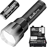 REHKITTZ Linterna LED Alta Potencia,3300 Lúmenes Linternas (Batería 5000mAh Incluidas),Foco Ajustable,Linterna Potente,5 Modos Iluminación Linterna Tactica,Aleación Aluminio Linternas LED