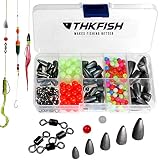 THKFISH Carolina Rig Texas Rig Bass Pesca Bullet Pesos para anzuelos de Pesca Ganchos Rolling Barrel Pesca Giro Cuentas Anillo con Caja de plástico Texas y Carolina Rig DIY Kit 339 Piezas