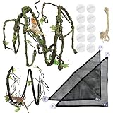 21 piezas Reptiles Lagartija Decoración del hábitat, PietyPet 2 Dragon Barbudo Tela Hamaca Hamaca reptil con enredaderas artificiales y Plantas para Camaleón, lagartos, gecko, serpientes