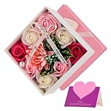 Wisolt Flores Artificiales Rosas de Jabon Perfumado Cajas Regalo Flores de Jabones para Regalar Regalos para Madres Cumpleaños Dia De La Madre Aniversario San Valentin