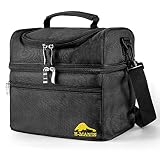 E-MANIS 12L Bolsas Térmicas Portatil Almuerzo Hombre y Mujer Trabajo Hermética Comida Nevera Porta Alimentos Oficina Escuela Acampar Picnic Playa Viaje Para Adultos y Niños (Negro)
