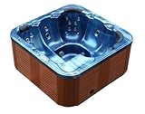 Outdoor Whirlpool Al Aire Libre Hot Tub Troja Spa color: AZUL CON 44 BOQUILLA DE MASAJE + Calefacción + OZONO LIMPIEZA + Iluminación LED für 5-6 personas Al Aire Libre