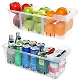 Organizador de Almacenamiento 2 Pcs- Almacenamiento para refrigerador -(40cmx12cmx16cm)– Organizador de Alimentos - Cestas de Plastico - Duradero Contenedores Apilables para Cocina, Despensa, Nevera