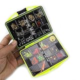 VOANZO 184pcs Kit de accesorios de pesca con caja de aparejos, incluyendo anzuelos de pesca, pesas, cabezas de plantilla, anillos tóricos, frijoles de pesca