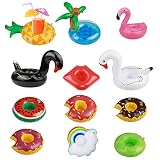 TAZEMAT 12 pcs Soporte para Vasos de Piscina Soportes Flotante Multicolor para Bebidas Kit de Bar en la Playa Soporte Vidrio Inflable para Exteriores patrón Labios con diseño de Flamenco arcoíris