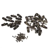 GOTOTOP 12 Uds Antiguo Gancho de pestillo Izquierdo Derecho Cerrojo Caja de joyería de Madera pestillo decoración con 48 Tornillos de Repuesto(Right-Bronce)