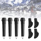 KBNIAN 4 Kit de Puntas Bastones Trekking + Puntas de Goma para Bastones Puntas para Palos de Senderismo Portátil Puntas Bastones de Senderismo para Mayoría de Bastones de Senderismo Estándar