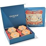 VAHDAM, Juego De Regalo De Té De Cumpleaños | Regalos Cumpleaños Para Mujeres Y Hombres, 4 Tés Galardonados en Una Caja De Regalo De Té De Lujo, Edición Limitada, 100 Porciones