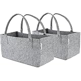 2 bolsas de fieltro gris claro para la bolsa de la compra, bolsa para leña, cesta de fieltro, soporte para periódicos, color gris claro