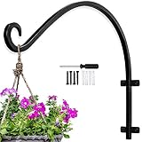 2 Piezas Soporte para Plantas Colgantes Tarea Pesada Soporte Maceta Colgante Hierro Forjado Soporte Pared Flores Metal Gancho para Farolillo Jardin Valla Macetas Gancho Comedero para Pájaros - Negro
