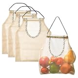 Pinsheng Bolsas de Malla para Verduras y Frutas, 4 Piezas Bolsa de Malla de Algodón, Bolsa para la Compra Reutilizables Totalizador para Patatas, Cebollas, Ajos, Verduras, Frutas
